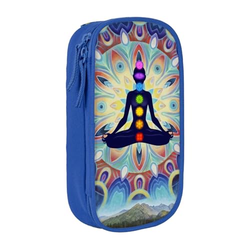 マンダラパターンインド 北欧スタイルペンケース 筆箱 文具ケース おしゃれ 筆袋 鉛筆ケース 鉛筆のサック 中高校生 軽量 収納バッグ 学生 子供 誕生日 入学ギフト 大容量 ダブルレイヤーBlue