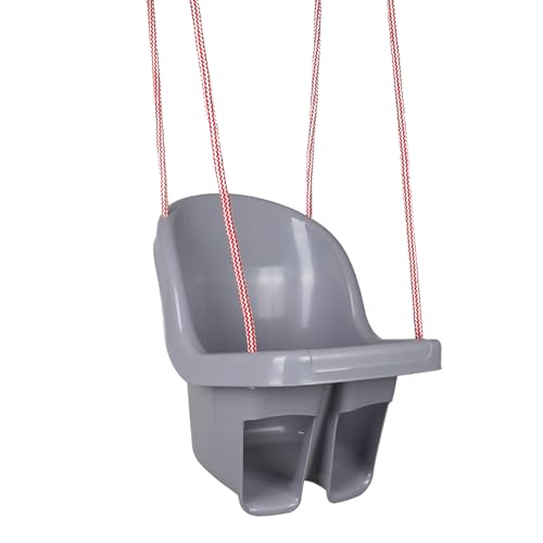 Thermobaby   Asiento de Columpio para niños pequeños (24 a 72 Meses, hasta 30 kg, con Cuerda y Anillos de Montaje, Color Gris