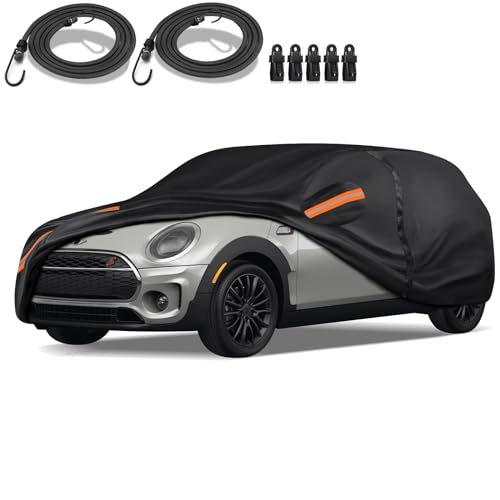 Image of Special 16 Layers Full Car Cover Fit for 2011-2024 Mi-ni Cooper Clubman /Countryman, Ultra Heavy 600D Oxford Cloth, All-Weather Protection Summer Sun Exposure and Winter Snow Rain Dust UV Black