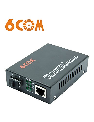 6COM Gigabit Ethernet Media Converter, 10/100Base-TX a 100Base-FX SFP Slot, sin Transceptor