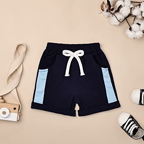 Image of FOCUTEBB Toddler Boy Clothes Summer Patchwork T-Shirt Shorts 2Pc Set 12M-5T