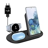 👉 Cargador Inalambrico 3 en 1 - utiliza lo último en tecnología de carga rápida inalámbrica. Está especialmente diseñado para teléfonos Samsung y relojes Galaxy, pero aún se aplica a otros dispositivos que admiten carga inalámbrica. Ya no tiene que preocuparse por los diferentes cables de carga en la vida para mantener el escritorio ordenado y limpio.