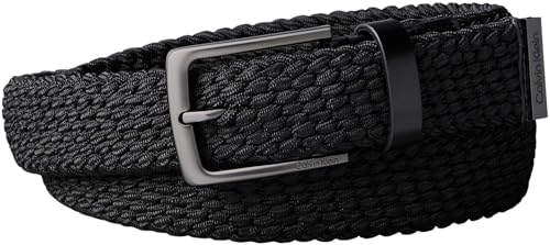 Calvin Klein Uomo Cintura Casual Pin Buckle 3,5 cm Intrecciata, Nero (Black/Matte Gunmetal), 95 cm