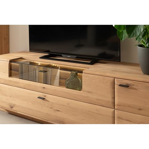 Lomadox Wohnwand Wohnmöbel Set in Eiche massiv geölt 2-teilig, 1 Wandboard, 1 Lowboard – Bild 6