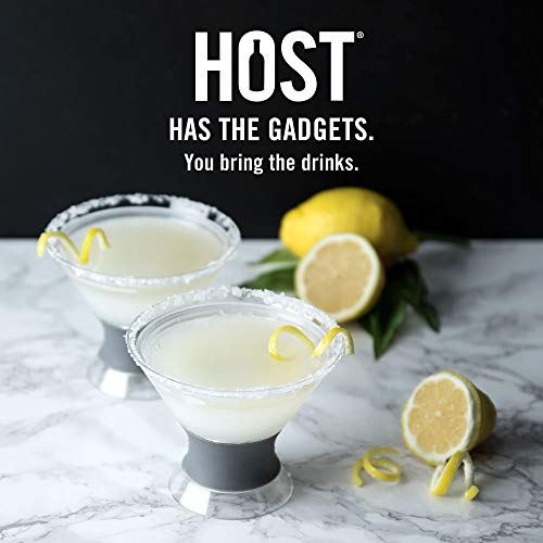 Image of Host Freeze Insulated Martini Glasses Set of 4, Plastic Freezer Gel Chiller Double Wall Stemless Coupe and Cocktail Glass, 9 oz, Grey