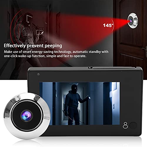Campainha de vídeo digital para porta, ângulo amplo de 145 graus, tela colorida TFT de 4,3 polegadas