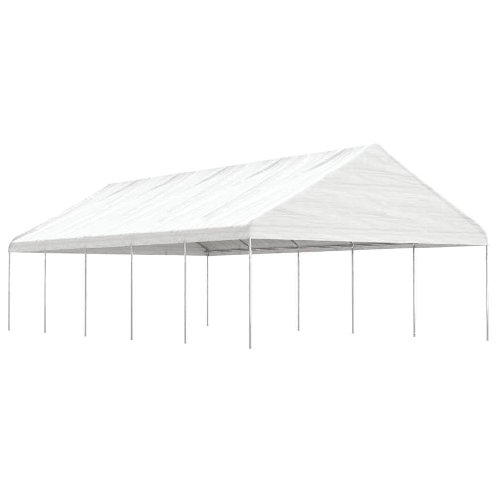 Pawilon ogrodowy z dachem, biały, 11,15 x 5,88 x 3,75 m, z polietylenu, stalowa rama, na taras, balkon, kemping, imprezę w ogrodzie, imprezę, grillowanie, uroczystość