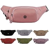 Waterproof Bum Bag for Women with Adjustable Belt, 3-Zipper Pockets, Lightweight Large Capacity Waist Bag, Bumbags for Ladies for Travel Running Daily Use (Pink)