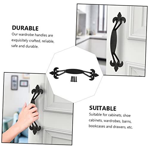 Bestonzon 2 Sets Cabinet Handle Exterior Door Handle Dresser Handles Dresser Drawer Pulls Cabinet Door Knobs Cupboard Handles Drawer Door Handle Door Handle With Screws Carbon Steel Black #TOP6