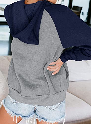 INFITTY Women's Casual Color Block Long Sleeve Zip Up Hooded Sweatshirt Lightweight Hoodies Jacket with Pocket4