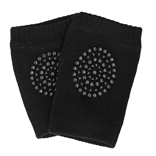 8 Pairs Crawling Baby Knee Pads,Unisex Soft Cotton Toddler Knee Protector,Kneepads With Dots for Infant (Black)2