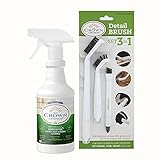 Deep Cleaning Natural Grout Cleaner for Tile & Floors – 24oz Grout Cleaning Spray & Detailing Brushses – Safe for All Surfaces – Cleans Floor Tiles, Showers, Bathtub, Ceramic, Natural Stone – USA Made