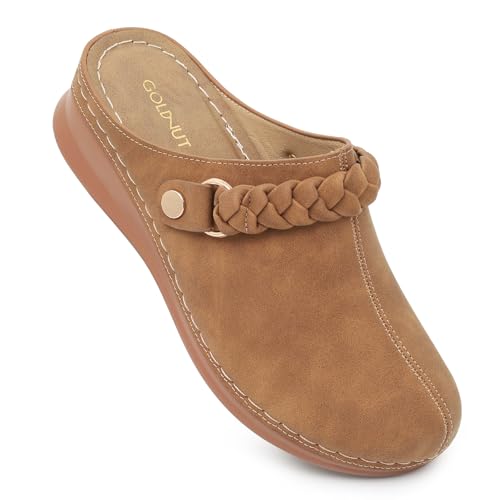 Image of Comfortable Clogs for Women Closed Toe Mules Slip On - Summer Casual Womens Clogs Mules Backless Arch Support Wedge Platform Sandals All-Day