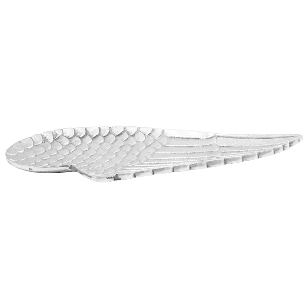 Kosz na owoce, zestaw 2 sztuk, z aluminium, srebrny, wysoki połysk, 40 x 18 x 2,5 cm, w kształcie skrzydełka, do dekoracji owoców, na stolik kawowy w formie bufetu
