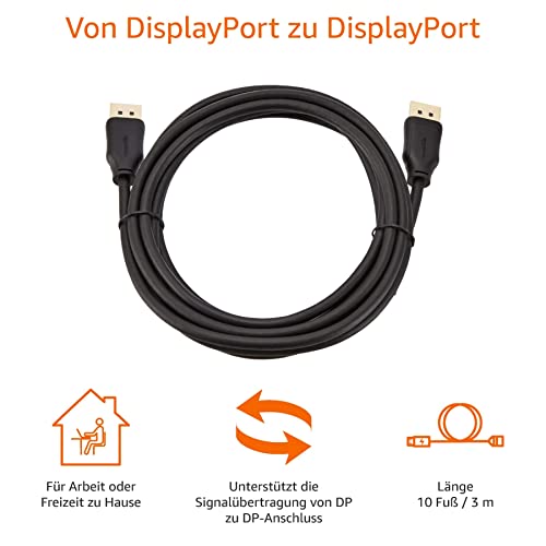 AmazonBasics Verbindungskabel, DisplayPort auf DisplayPort, 3 m, schwarz, Personal Computer – Ansicht 4