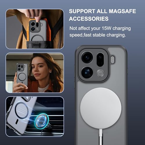 Image of QUIETIP Magnetic Case for Oppo Find X9 Pro with Screen Protector,[Compatible with MagSafe] Translucent Matte Drop Protection Cover,Black