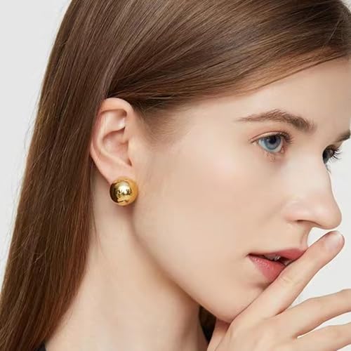 Gold Silver Half Ball Stud Earrings High Polished Round Earrings Trendy Jewelry for Women 20mm/18MM/16MM/12MM Balls3