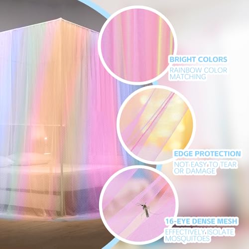 ACTOYS Mückennetz Bett XXL, Moskitonetz Reise Outdoor, Moskitonetz Doppelbett Einzelbett, Betthimmel Rechteckig, Mosquito Net Bed, Himmelbett Vorhänge-2.2x2x2M (Bunt, Eintürig)