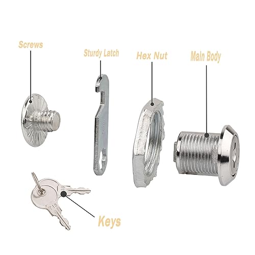 Drawer Lock Cabinet Lock Mailbox Lock Cylinder Cam Locks with Keys (16mm), Silver - Image 3