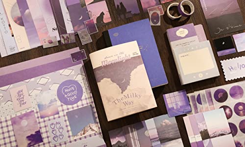 Image of emmoolife 348 Pcs Scrapbooking Supplies Kit, Vintage Aesthetic Scrapbook Kit for Bullet Junk Journal, Stationery, A6 Grid Notebook, DIY Journaling Supplies, Birthday Craft Gift for Teen Girl Women