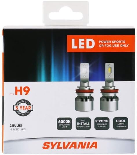 Sylvania H9 LED Powersport Headlight Bulbs for Off-Road Use or Fog Lights - 2 Pack