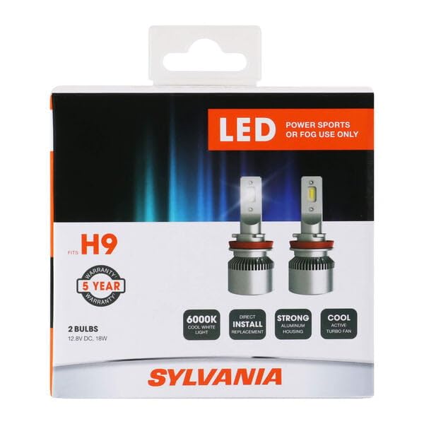 H9 LED Powersport Headlight Bulbs for Off-Road Use or Fog Lights - 2 Pack