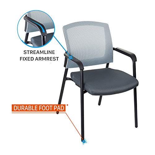 Clatina Office Reception Guest Chair Mesh Back Stacking With Ergonomic Lumbar Support And Thickened Seat Cushion For Waiting Conference Room Gray 4 Pack #TOP5