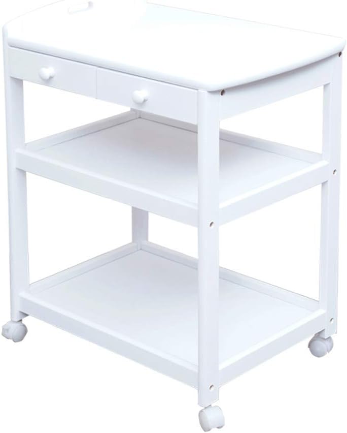 2-Tier Wooden Shelf Trolley with Drawers - Versatile Household & Kitchen Cart Mobile Hotel Trolley for Easy Storage & nization,B