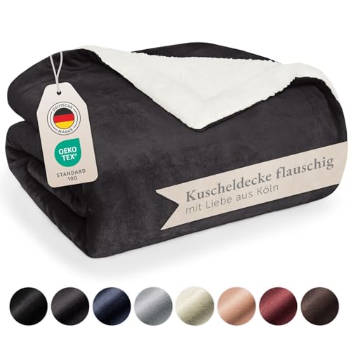 Blumtal Premium Sherpa Kuscheldecke flauschig 150x200 cm - Oeko-Tex zert....