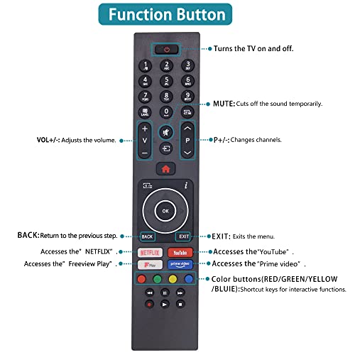 FOXRMT Universal TV Remote Control for Luxor Bush Digihome Finlux Electriq Smart TV, RC43137P Universal Remote No Setup Required - Image 2