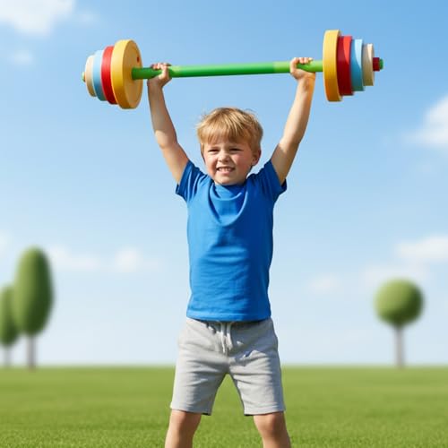 OCES 5-in-1 Kids Exercise Weight Set — Adjustable Fillable Toddler Weights Gym Set (Barbell, Dumbbells, Kettlebell, Ring Toss, Push-up) Kids Workout Equipment Beginner Home Gym Fitness Toy - Image 3