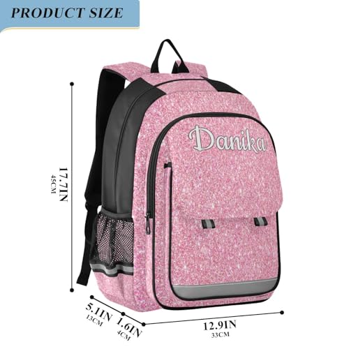 Plaaee Personalized Backpack Pink Glitter Custom Backpacks for School Back to School Gifts, Schoolbag for Boys Girls Kids2