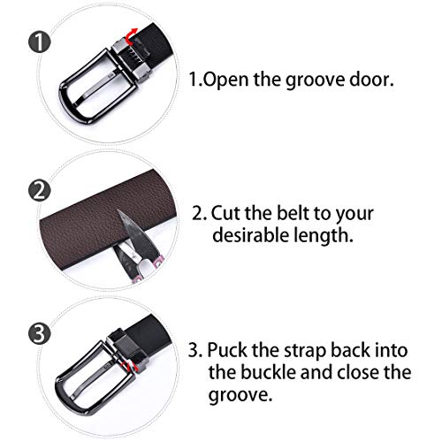 NUBILY Cintura Uomo Pelle Nero Marrone Reversibili...