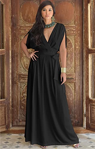 KOH KOH Formal Short Sleeve Cocktail Flowy V-Neck Gown4