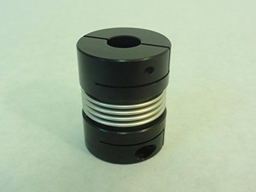 Ruland MBC33-12-12-A 2024 or 7075 Aluminum Hubs Bellows Coupling, Clamp Style, 12 mm x 12 mm Bores, 33.3 mm OD, 42.9 mm Length