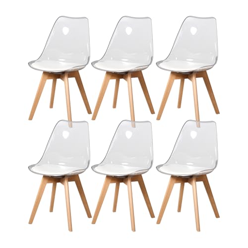 HJhomeheart Lot de 6 Chaises de Salle à Manger Transparentes Modernes, Chaises de Salle à Manger...