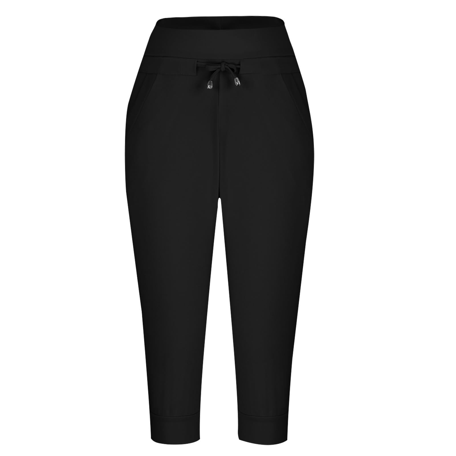 Capris Pants for Women 2026 Sweatpant Cropped Jogger Running Pants Lounge Loose Fit Drawstring Waist with Side Pockets - 4