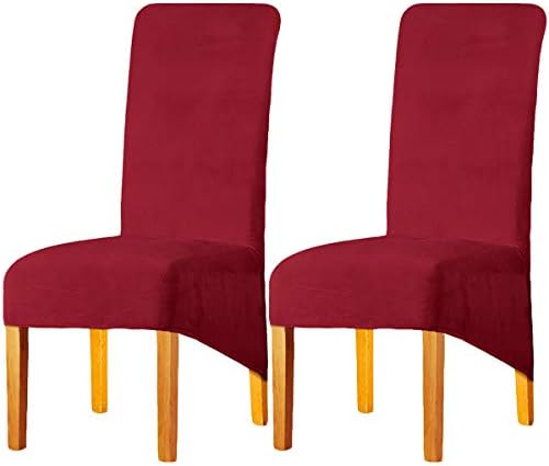 LANSHENG Stretchy Chair Covers for Dining Room Chairs,Stretch Spandex with Elastic Band Chaircover,Velvet Large Dining Chair Slipcovers for Restaurant Hotel Party Banquet (Mustard,6 Pack(M))