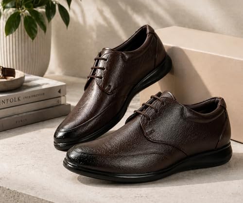 Image of Kraasa Men's Formal Lace-Up Shoes | Vegan Leather Upper | Airmix Sole | High Cushioning | Lightweight & Comfortable Office Dress Shoes