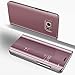 Produktbild Miagon Spiegel Standing Schutzhülle für Galaxy S7, Transluzent Aussicht PC-Vorderseite Metall-Galvanotechnik Roségold Stilvolle Brieftasche Schale Etui für Samsung Galaxy S7