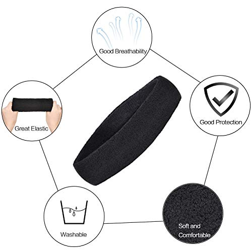 Image of Bememo 12 Pcs Sweatbands Sport Headbands for Men & Women Basketball Headband Sport Competitions Sweat Headbands Running Terry Cloth Moisture Wicking for Yoga,Tennis,Gym,Exercise