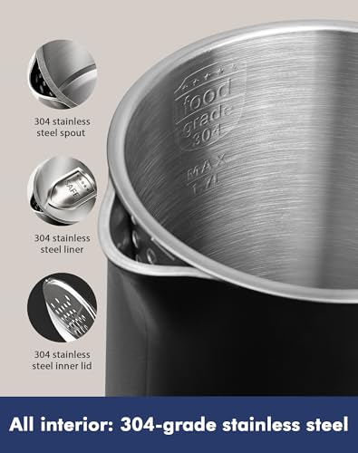Electric Kettles 1.7L 40°C~100°C 13 Temperature Control Kettle LED Digital Touch Display with Keep Warm Function, 2000w 304 Stainless Steel Fast Boil Black Kettle, Dry Protection BPA Free Smart kettle - Image 8
