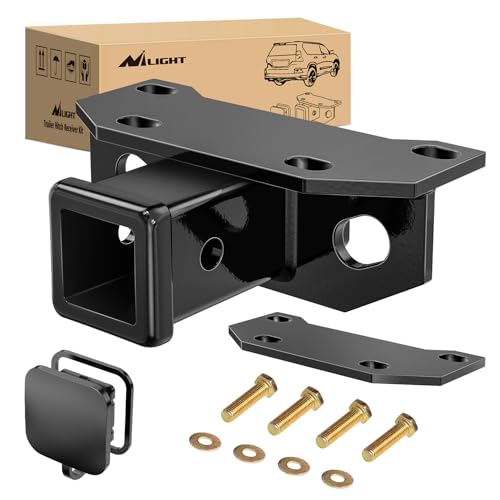Image of Nilight 2 Inch Rear Trailer Hitch Receiver Kit for 2010-2024 Lexus GX460 Rear Bumper Tow Hook Black Hitch Cover Kit Adjustment Plate Included