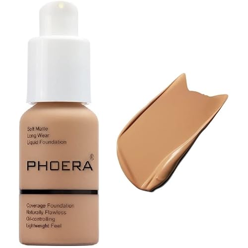 PHOERA Foundation, Flawless Soft Matte Liquid Foundation Makeup for Women.(105# Sand)