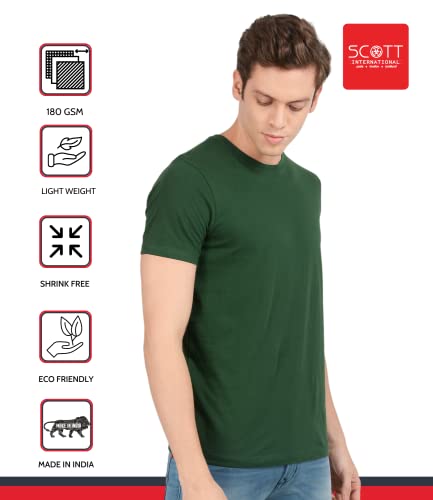 Image of Scott International Biowash T-Shirts for Men's & Boys- Round Neck, Half Sleeves, Cotton, Regular Fit, Stylish, Branded Solid Plain Tshirt for Men- Ultra Soft, Comfortable, Lightweight T-Shirt