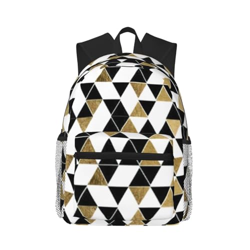 Sac à dos voyage noir et blanc imprimé triangles pour ordinateur portable et université