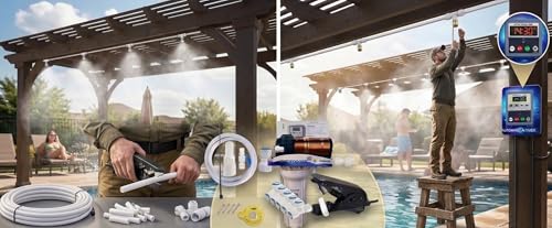 Image of Homenote Automatic Mist Maker Fogger Kit for Dairy Farm & Home | Cooling Fogar Misting System Kit | PRE ASSEMBLED | Warranty on Pump | 150 GPD Pump, 15 Nozzles & 30m Pipe | More Robust & Powerful