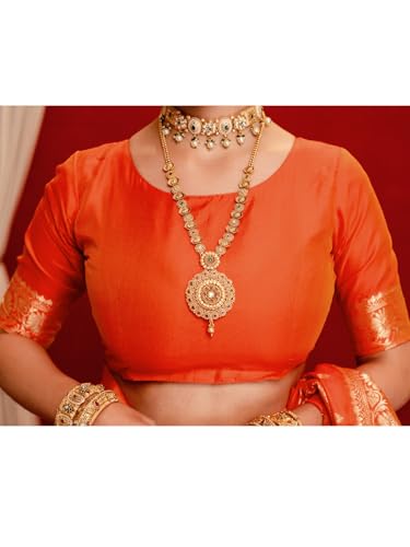 Image of SIRIL Women's Banarasi Jacquard Soft Silk Kanjeevaram Saree with Unstitched Blouse Piece
