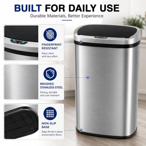 Caneca de basura automática Touchless 13 gal plata miniatura 7