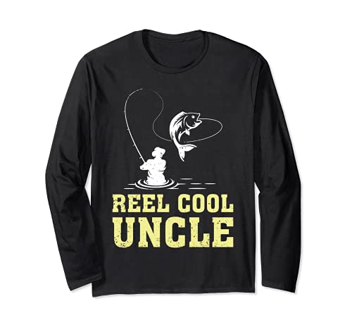 Reel Cool Uncle Loves Fishing Father's Day Long Sleeve T-Shirt, Black